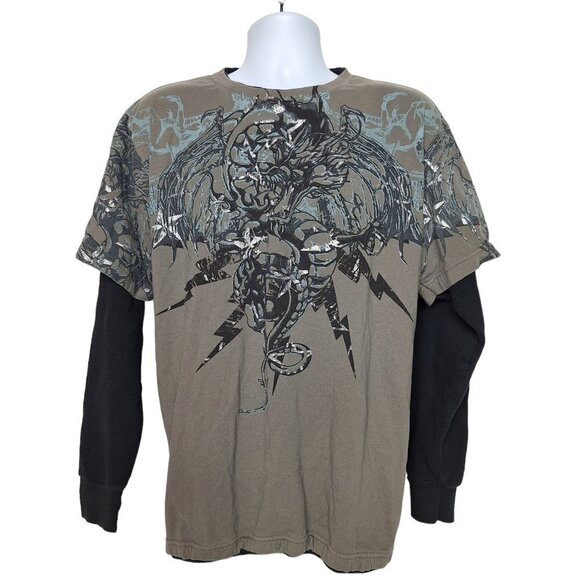 Counter Intelligence Thermal T Shirt XL Y2K Dragons - Picture 2 of 7